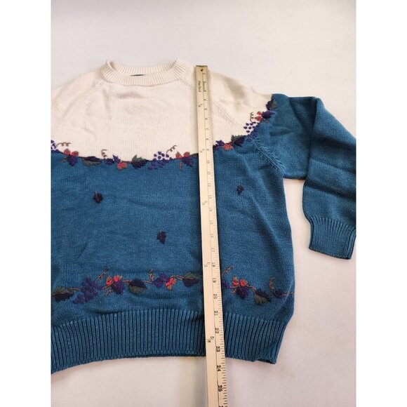 Vintage Northern Reflections S Sweater Fair Isle Embroidered Leaf Granny Jumper - Picture 2 of 8
